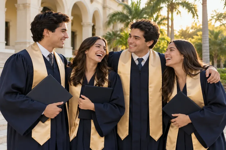Amigos graduados celebrando juntos